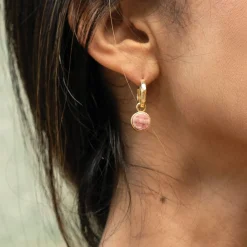 Sarah Alexander Mother Of The Groom Gifts | Mother Of The Bride Gifts*Rosa Rhodochrosite Round Charm Hoop Earrings