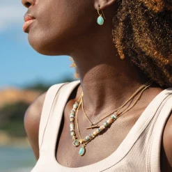 Sarah Alexander Something Blue Gifts | Mother Of The Groom Gifts*Tangiers Amazonite Gold Gemstone Necklace