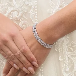 Lace & Favour Silver Prom Jewellery | Prom Bracelets*Savoy Sparkly Cubic Zirconia Wedding Bracelet | L&F Silver