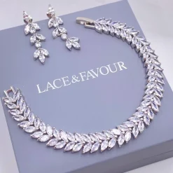 Lace & Favour Silver Prom Jewellery | Prom Bracelets*Savoy Sparkly Cubic Zirconia Wedding Bracelet | L&F Silver