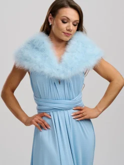 Beverly Hills Something Blue Gifts | Feather Stoles & Shrugs*Scarlet Feather Wedding Wrap Blue