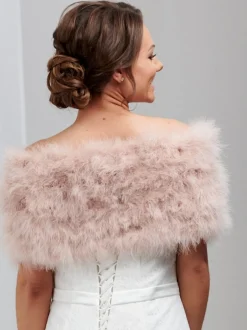 Beverly Hills Feather Stoles & Shrugs | Wedding Capes & Wraps*Scarlet Feather Bridal Stole Blush