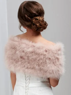 Beverly Hills Feather Stoles & Shrugs | Wedding Capes & Wraps*Scarlet Feather Bridal Stole Blush