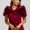 Beverly Hills Feather Stoles & Shrugs | Wedding Capes & Wraps*Scarlet Feather Wedding Wrap Burgundy