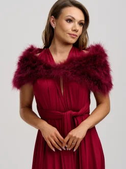 Beverly Hills Feather Stoles & Shrugs | Wedding Capes & Wraps*Scarlet Feather Wedding Wrap Burgundy