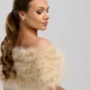 Beverly Hills Feather Stoles & Shrugs | Wedding Capes & Wraps*Scarlet Feather Bridal Stole Champagne