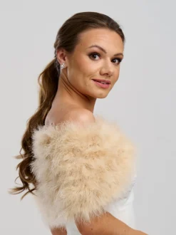 Beverly Hills Feather Stoles & Shrugs | Wedding Capes & Wraps*Scarlet Feather Bridal Stole Champagne