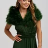 Beverly Hills Feather Stoles & Shrugs | Wedding Capes & Wraps*Scarlet Feather Wedding Wrap Olive Green