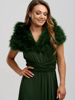 Beverly Hills Feather Stoles & Shrugs | Wedding Capes & Wraps*Scarlet Feather Wedding Wrap Olive Green