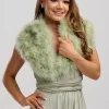 Beverly Hills Feather Stoles & Shrugs | Wedding Capes & Wraps*Scarlet Feather Wedding Wrap Sage Green