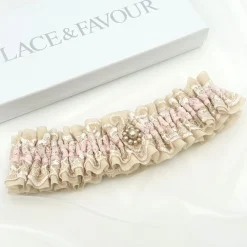 Boudoir Couture Bride Gifts | Bridal Garters*Serenity Nude Lace Vintage Wedding Garter with Pearl Trim Nude/ Pale Pink/ Ivory