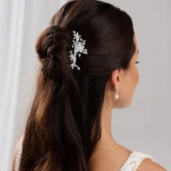 Lace & Favour Prom Hair Clips & Combs | Bridesmaid Gifts*Sierra Floral Crystal Wedding Hair Clip Silver