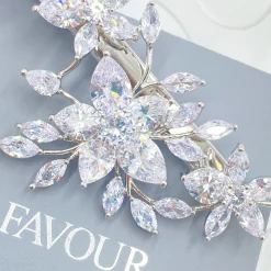 Lace & Favour Prom Hair Clips & Combs | Bridesmaid Gifts*Sierra Floral Crystal Wedding Hair Clip Silver