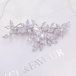 Lace & Favour Prom Hair Clips & Combs | Bridesmaid Gifts*Sierra Floral Crystal Wedding Hair Clip Silver