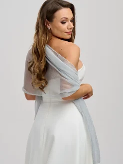 Poirier Wedding Capes & Wraps | Wedding Guest Jackets & Cover Ups*Metallic Wedding Shawl Silver