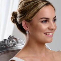 Lace & Favour Silver Prom Jewellery | Prom Earrings*Solitaire Dainty CZ Crystal Leaves Earrings Silver