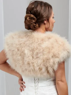 Beverly Hills Feather Stoles & Shrugs | Wedding Boleros And Jackets*Sophia Feather Bridal Bolero Champagne