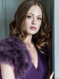 Beverly Hills Feather Stoles & Shrugs | Wedding Guest Jackets & Cover Ups*Sophia Feather Bridal Bolero Grape