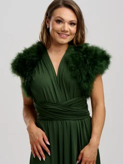 Beverly Hills Feather Stoles & Shrugs | Wedding Boleros And Jackets*Sophia Feather Bridal Bolero Olive Green