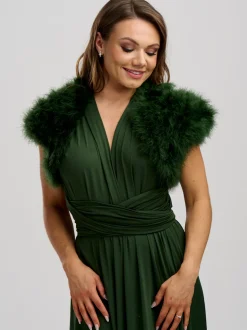 Beverly Hills Feather Stoles & Shrugs | Wedding Boleros And Jackets*Sophia Feather Bridal Bolero Olive Green