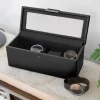 Stackers Groom Gifts | Watch Boxes*Black 4 Piece Watch Box Black/ Grey