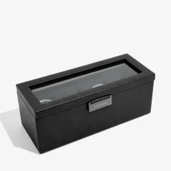 Stackers Groom Gifts | Watch Boxes*Black 4 Piece Watch Box Black/ Grey