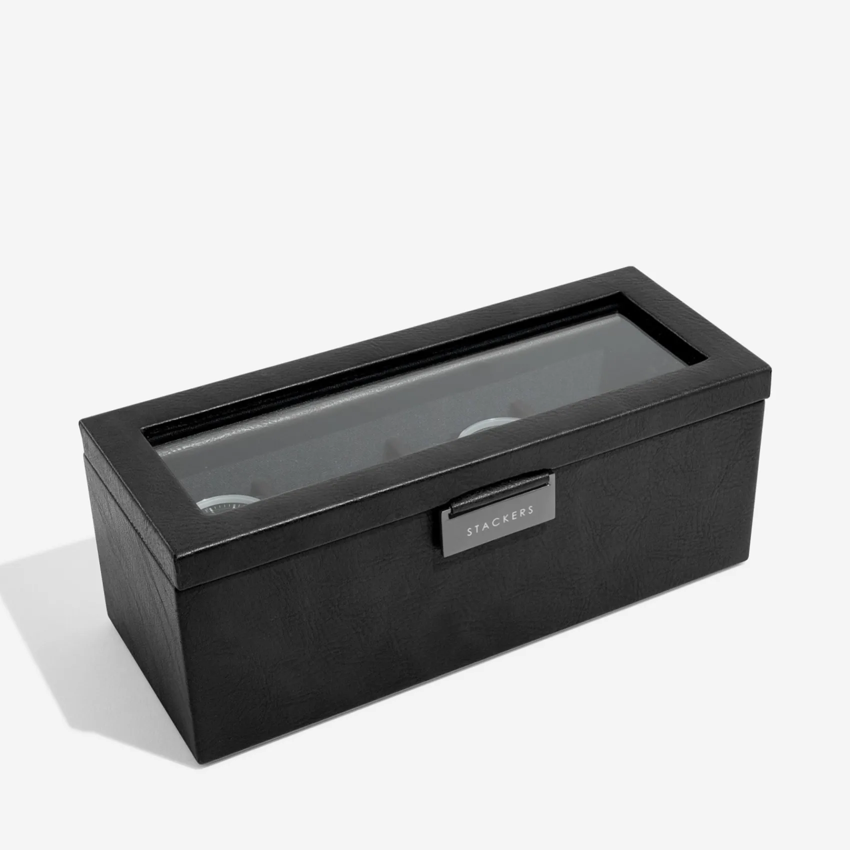 Stackers Groom Gifts | Watch Boxes*Black 4 Piece Watch Box Black/ Grey