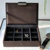 Stackers Men's Jewellery Boxes | Groom Gifts*Faux Leather Cufflink Box Brown