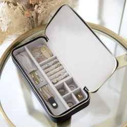 Stackers Mother Of The Groom Gifts | Mother Of The Bride Gifts*Navy Sleek Necklace Zipped Travel Jewellery Box Navy/ Grey