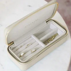 Stackers Mother Of The Groom Gifts | Mother Of The Bride Gifts*Oatmeal Zipped Travel Jewellery Box Oatmeal/ Grey