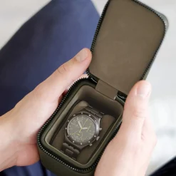 Stackers Groom Gifts | Watch Boxes*Zipped Travel Watch Box Olive Green