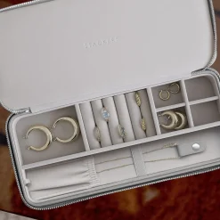 Stackers Mother Of The Groom Gifts | Mother Of The Bride Gifts*Sleek Necklace Zipped Travel Jewellery Box Pebble Grey