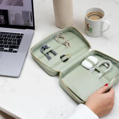 Stackers Honeymoon Gifts*Cable Tidy Pouch Organiser Bag Sage Green