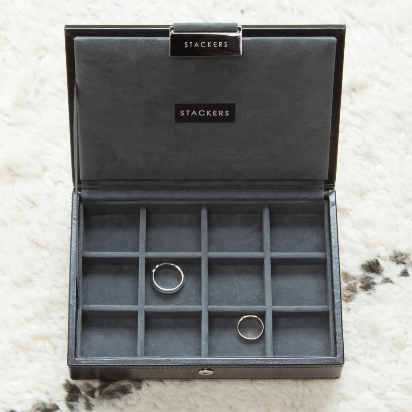 Stackers Men's Jewellery Boxes | Groom Gifts*Smooth Faux Leather Cufflink Box Black