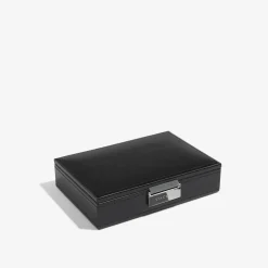Stackers Men's Jewellery Boxes | Groom Gifts*Smooth Faux Leather Cufflink Box Black