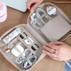 Stackers Honeymoon Gifts | Bride Gifts*Cable Tidy Pouch Organiser Bag Taupe