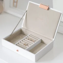 Stackers Mother Of The Groom Gifts | Mother Of The Bride Gifts*White and Rose Gold Mini Jewellery Box White/ Stone