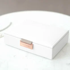 Stackers Mother Of The Groom Gifts | Mother Of The Bride Gifts*White and Rose Gold Mini Jewellery Box White/ Stone