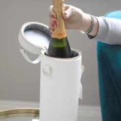 Stackers Engagement Gifts | Bride Gifts*Pebble Champagne Bottle Bag White