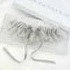 Boudoir Couture Bride Gifts | Bridal Garters*Surrender Silver Satin and Lace Garter with Crystal Heart and Detail Silver/ Ivory