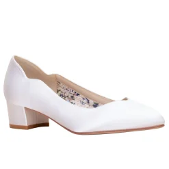 Perfect Bridal Mother Of The Bride Shoes | Wedding Shoes*Sutton Dyeable Satin Low Block Heel Court Shoes (Wide Fit) Ivory