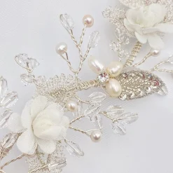 Beads & Beyond Pearl Hair Accessories | Silver Hair Accessories*Tabitha Silver Leaves and Ivory Flowers Pearl Hair Vine Silver/Ivory