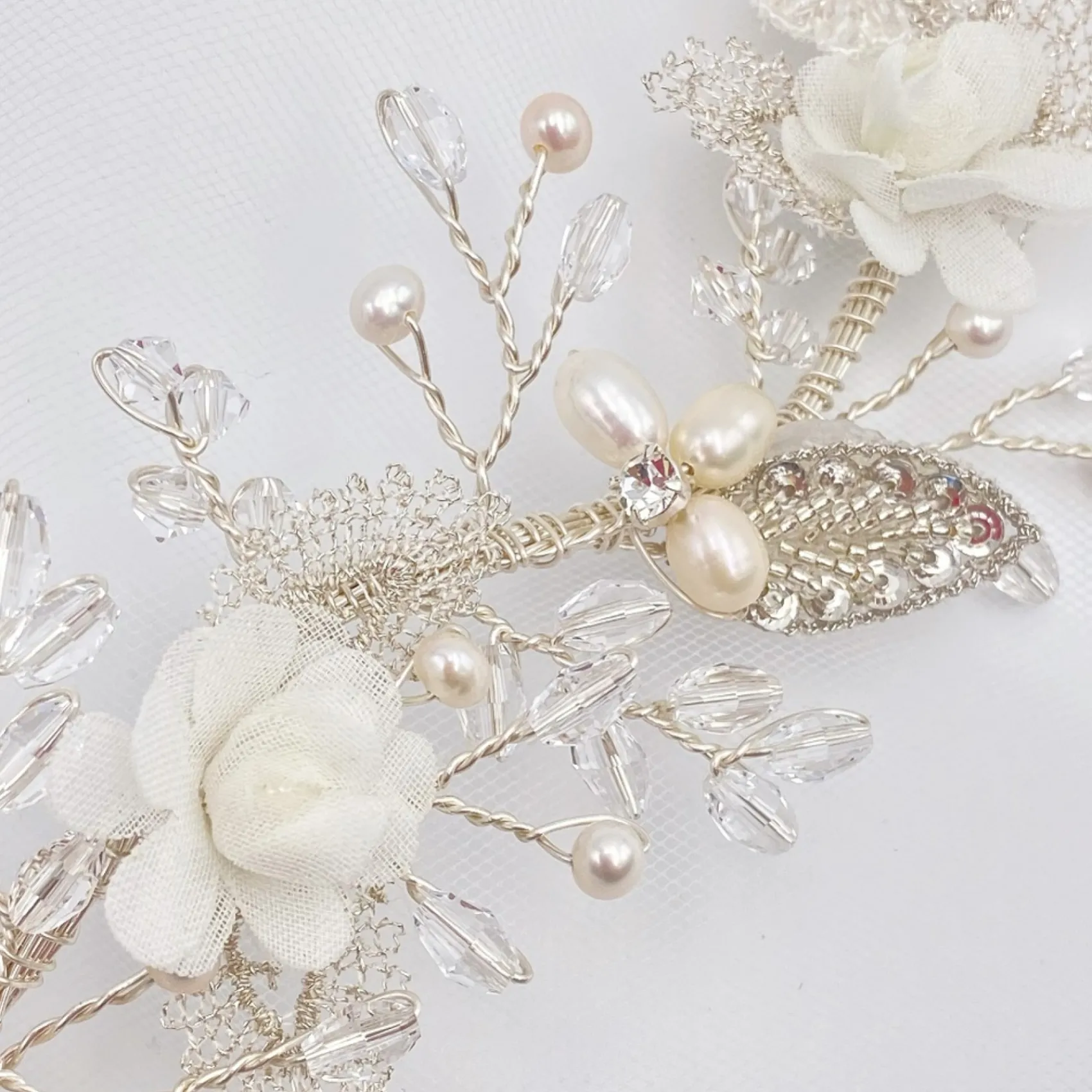 Beads & Beyond Pearl Hair Accessories | Silver Hair Accessories*Tabitha Silver Leaves and Ivory Flowers Pearl Hair Vine Silver/Ivory