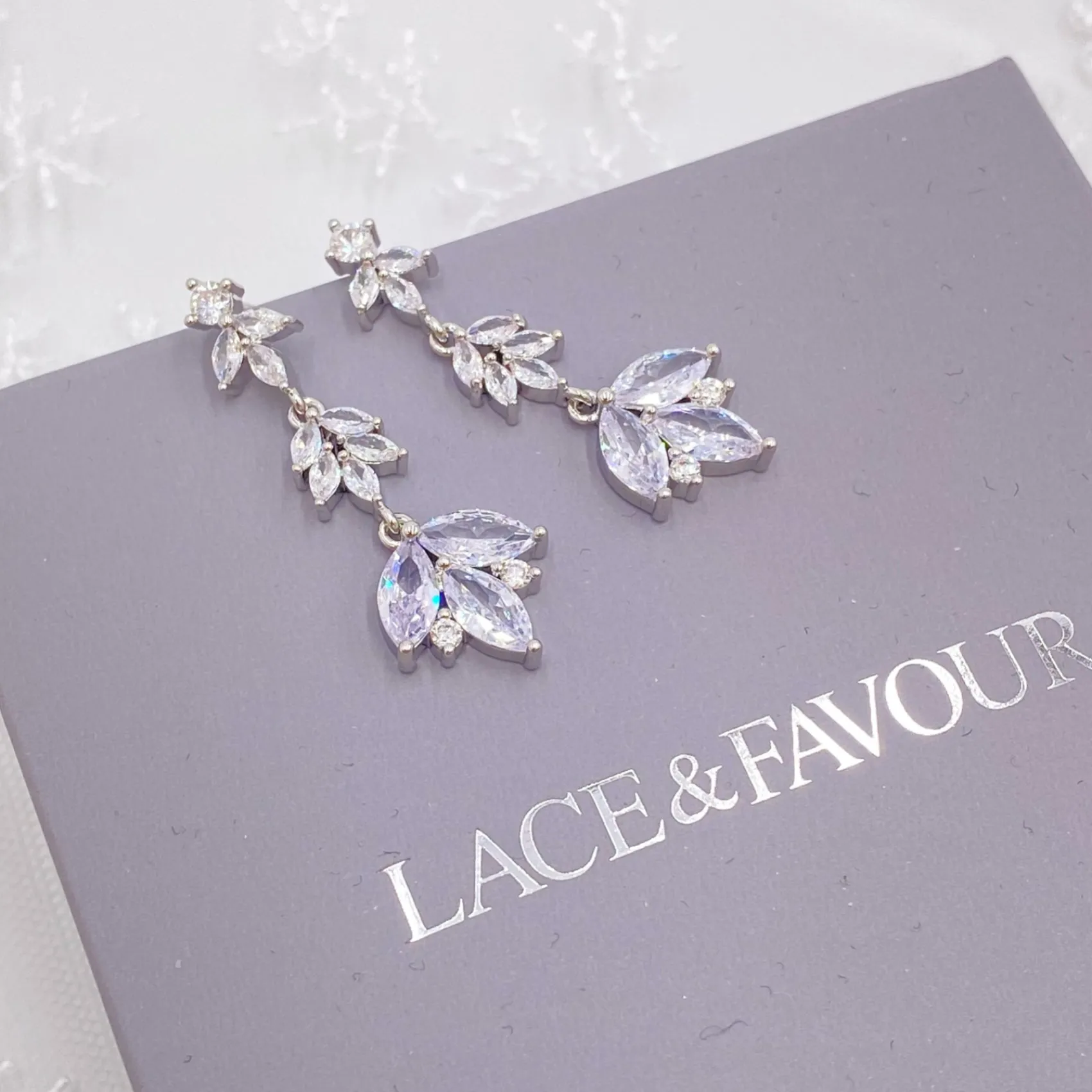 Lace & Favour Silver Prom Jewellery | Prom Earrings*Tanzania Cubic Zirconia Drop Earrings Silver