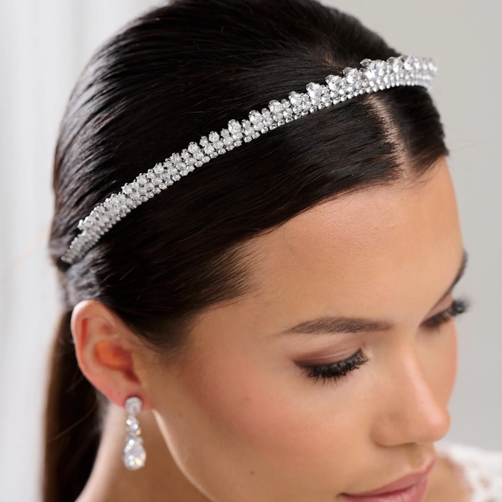 Lace & Favour Prom Headbands & Tiaras | Crystal Hair Accessories*Tatiana Low Crystal Bridal Tiara Silver
