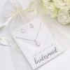 Lace & Favour Bridesmaid Gifts | Silver Wedding Jewellery*'Thank You For Being My Bridesmaid' Silver Crystal Stud Jewellery Set