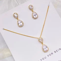 Lace & Favour Bridesmaid Gifts | Crystal Jewellery*'Thank You For Being My Bridesmaid' Gold Crystal Jewellery Set