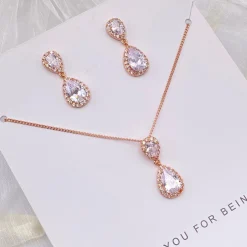 Lace & Favour Bridesmaid Gifts | Crystal Jewellery*'Thank You For Being My Bridesmaid' Rose Gold Crystal Jewellery Set