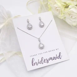 Lace & Favour Bridesmaid Gifts | Crystal Jewellery*'Thank You For Being My Bridesmaid' Crystal Embellished Jewellery Set