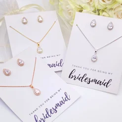 Lace & Favour Bridesmaid Gifts | Crystal Jewellery*'Thank You For Being My Bridesmaid' Rose Gold Stud Jewellery Set
